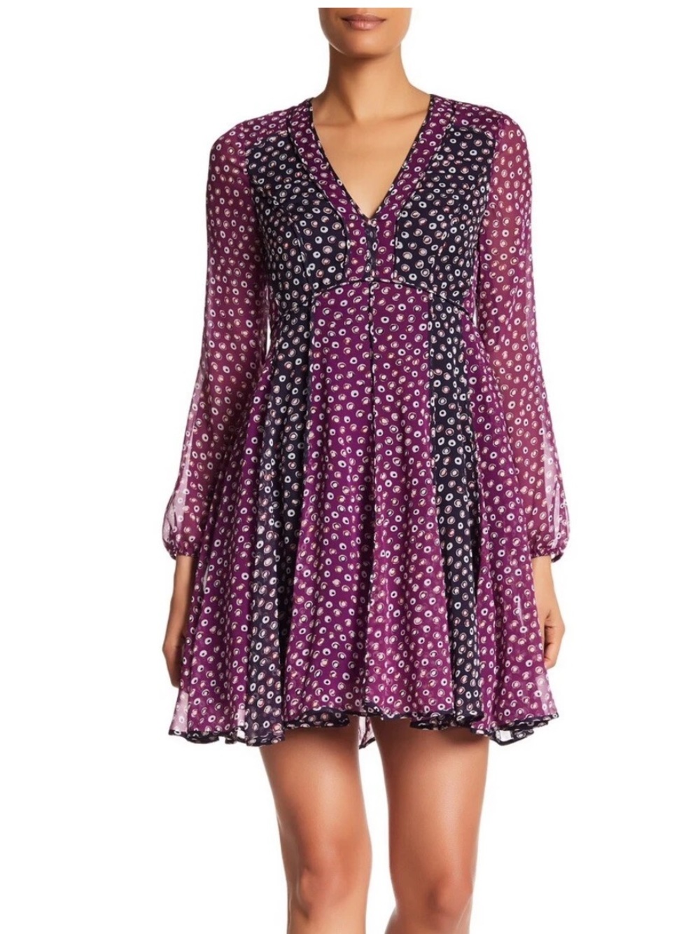 Diane von Furstenberg DVF Ivetta 100% Silk Dress Purple Navy Size 2